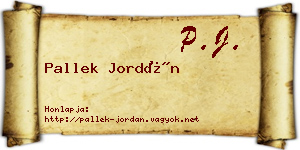 Pallek Jordán névjegykártya